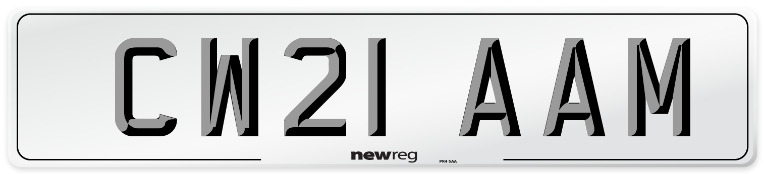 CW21 AAM Number Plate from New Reg